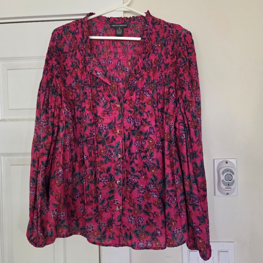 Chelsea & Theodore Pink Floral Blouse